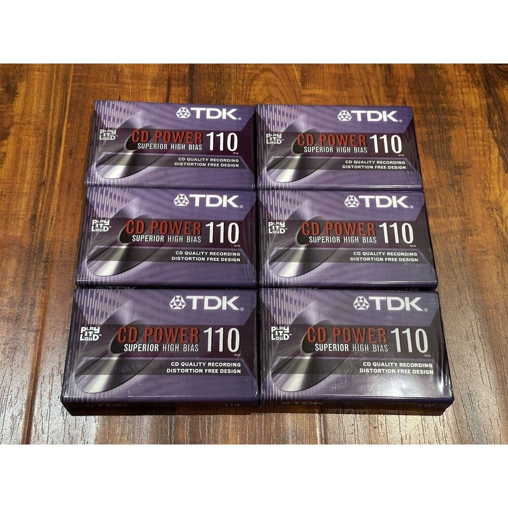 Lot of (6) NEW TDK CD Power 110 PWR-110 Blank Audio Cassette Tapes - Sealed!